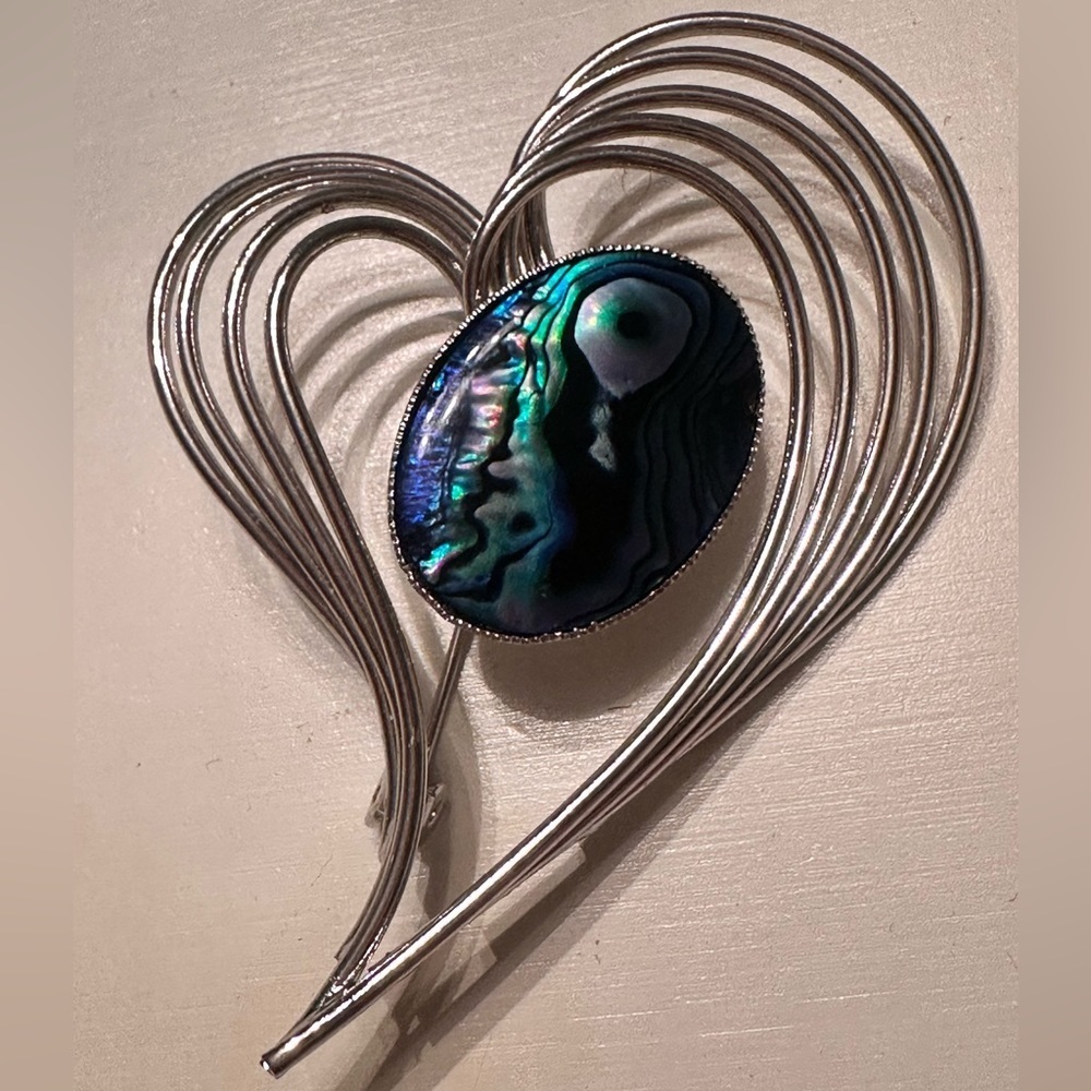 Silver and Blue Heart Brooch